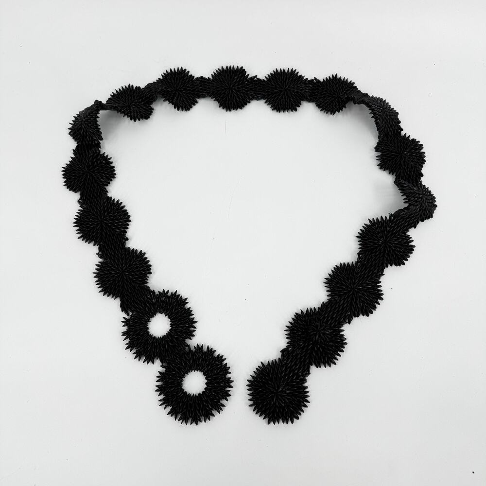 Vintage Handcrafted Ipil Apple Seed Belt Black Rosettes Size